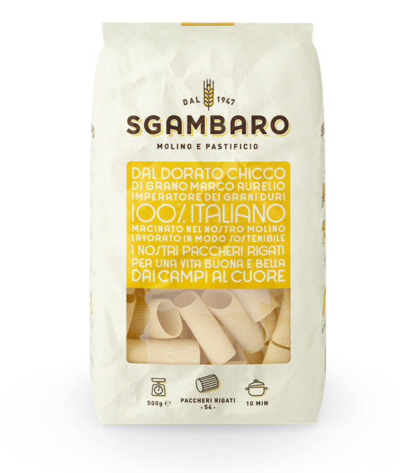 Pasta Sgambaro Paccheri Rigati n.54 – włoski makaron 500g - dostępny w hurtowni WT Hurt